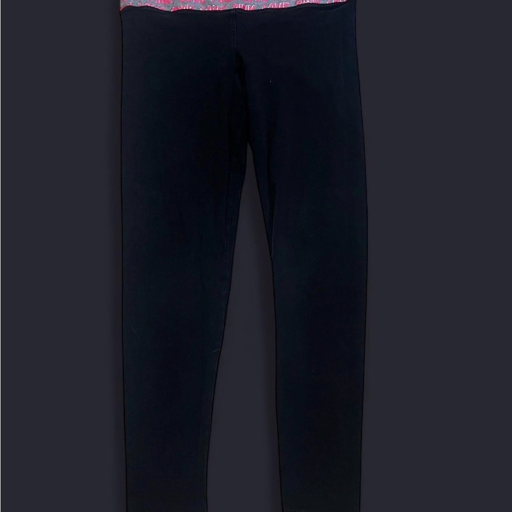 PINK Victoria's Secret Black Leggings with Pink Waistband